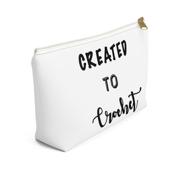 "Created to Crochet" - White Accessory Pouch